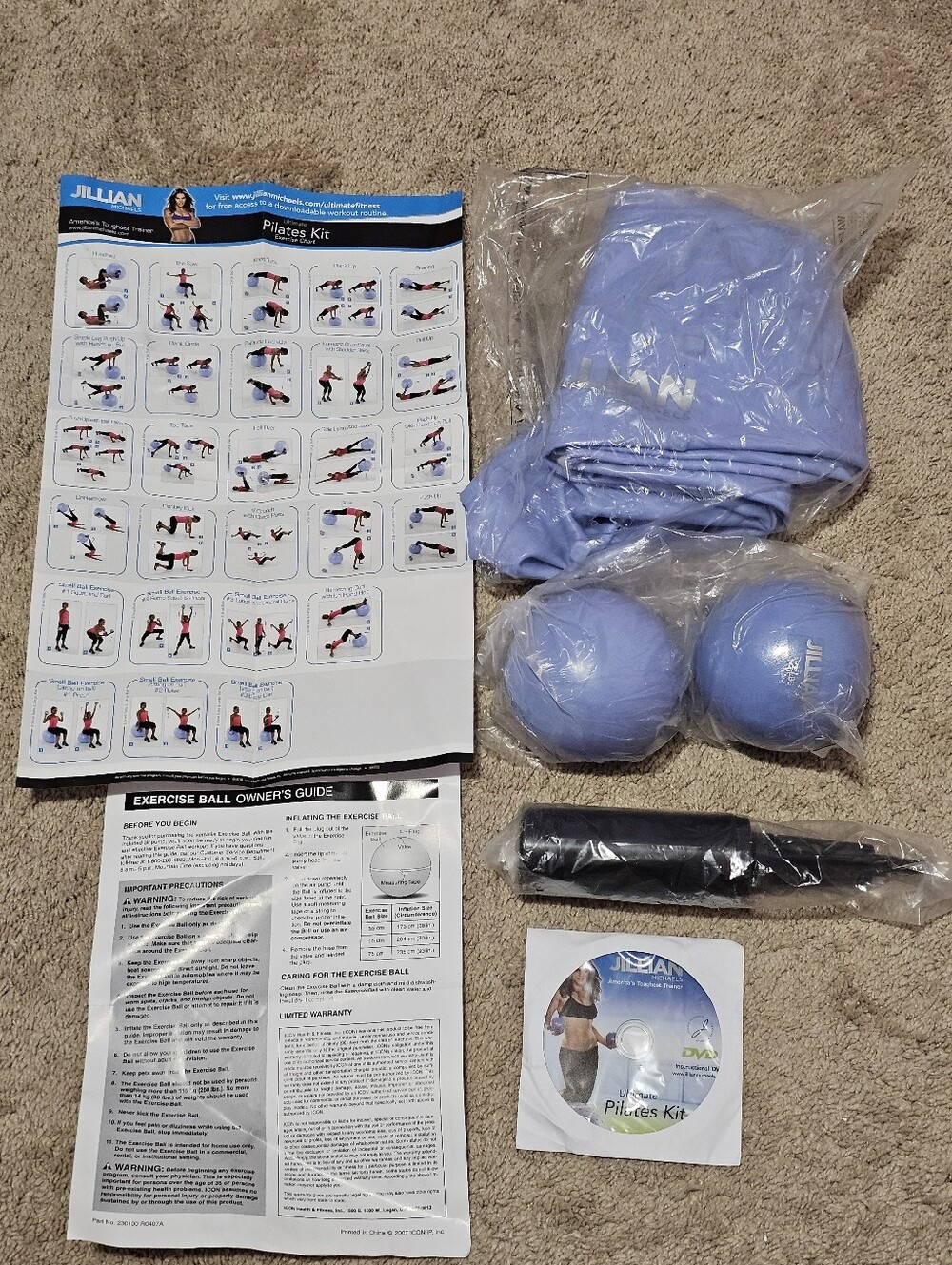 Jillian Michaels Pilates Kit - DVD, Exercise Ball, Weights, Chart, Guide